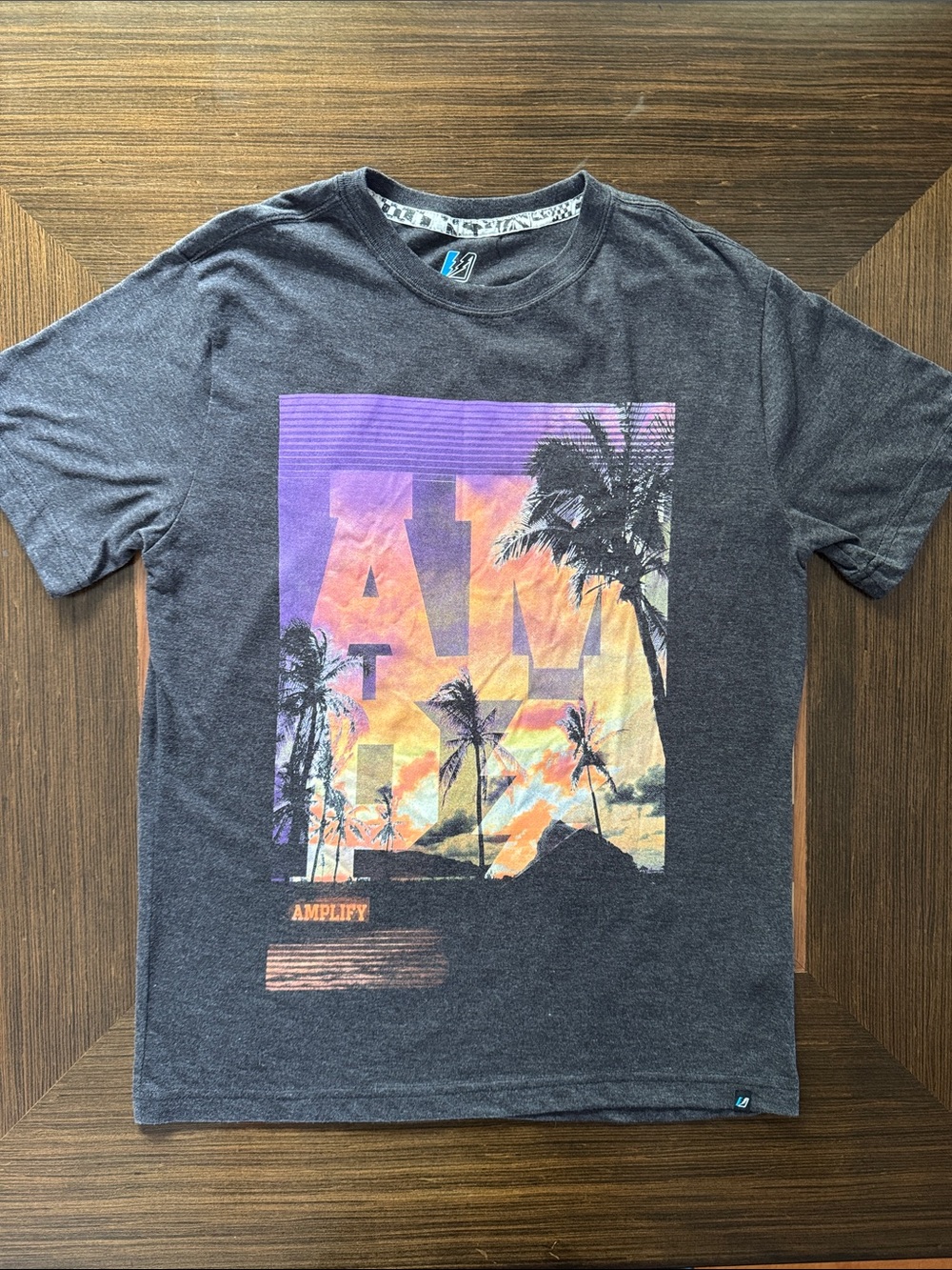 Amplify boys graphic gray short sleeve t-shirt size L.